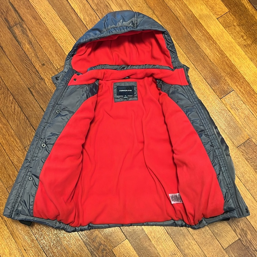 Calvin Klein Jeans Boys Gray Puffer Coat Sz 6 - Picture 3 of 8